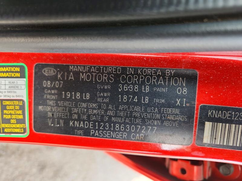 Auction sale of the 2008 Kia Rio, vin: KNADE123186307277, lot number: 53015596