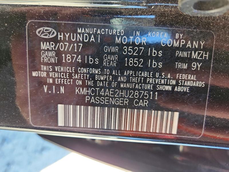Продажа на аукционе авто 2017 Hyundai Accent, vin: KMHCT4AE2HU287511, номер лота: 51601956