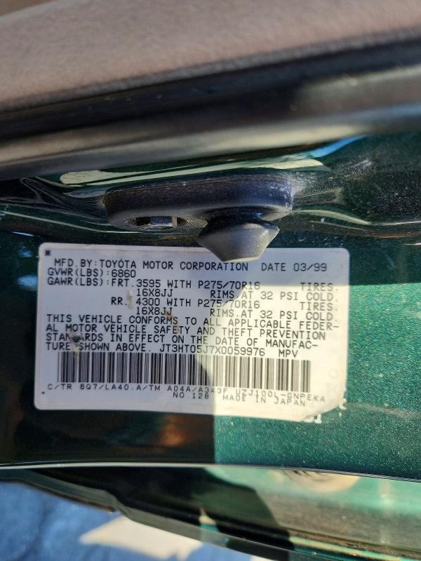 Aukcja sprzedaży 1999 Toyota Land Cruiser, vin: JT3HT05J7X0059976, numer aukcji: 53654646