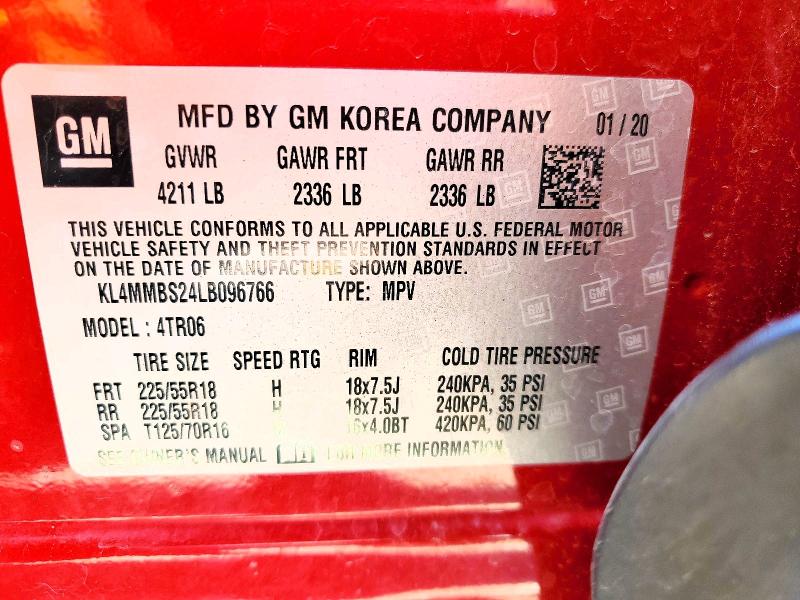 55018886 :رقم المزاد ، KL4MMBS24LB096766 vin ، 2020 Buick Encore Gx مزاد بيع