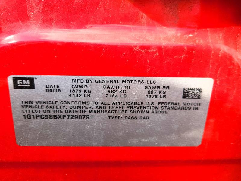 Aukcja sprzedaży 2015 Chevrolet Cruze, vin: 1G1PC5SBXF7290791, numer aukcji: 53319776