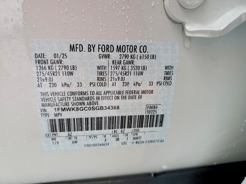 2025 Ford Explorer მანქანა იყიდება აუქციონზე, vin: 1FMWK8GC0SGB34368, აუქციონის ნომერი: 54708726