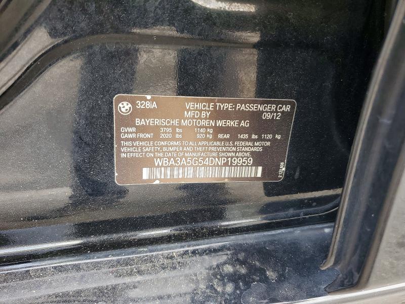 Продаж на аукціоні авто 2013 Bmw 328, vin: WBA3A5G54DNP19959, номер лоту: 54202116