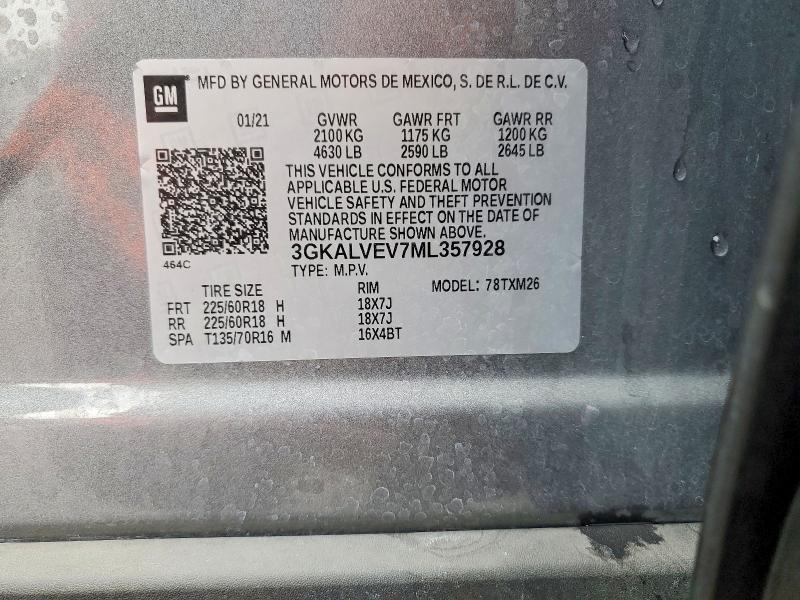 55051846 :رقم المزاد ، 3GKALVEV7ML357928 vin ، 2021 Gmc Terrain مزاد بيع