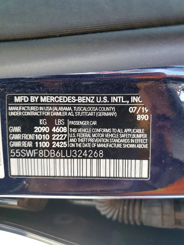 Продаж на аукціоні авто 2020 Mercedes-benz C, vin: 55SWF8DB6LU324268, номер лоту: 54794946