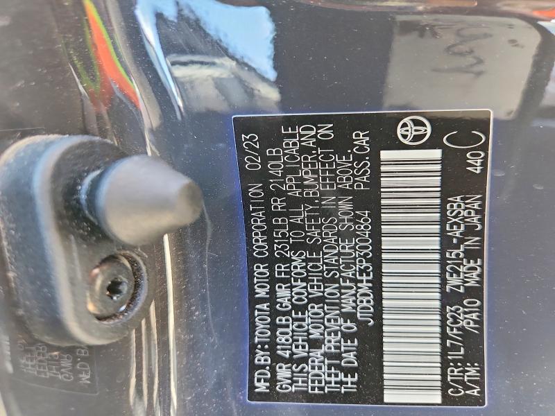 2023 Toyota Corolla Hybrid მანქანა იყიდება აუქციონზე, vin: JTDBDMHE3P3004864, აუქციონის ნომერი: 52758966