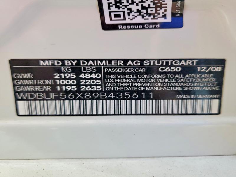 Aukcja sprzedaży 2009 Mercedes-benz E, vin: WDBUF56X89B435611, numer aukcji: 52872106