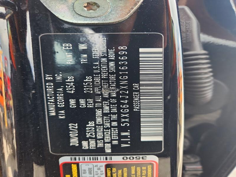 54958046 :رقم المزاد ، 5XXG64J2XNG163698 vin ، 2022 Kia K5 مزاد بيع