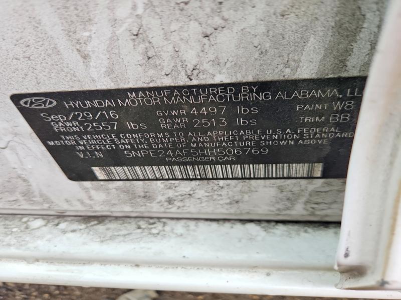 52750176 :رقم المزاد ، 5NPE24AF5HH506769 vin ، 2017 Hyundai Sonata مزاد بيع