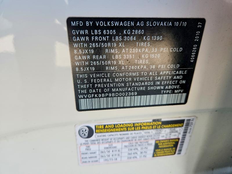 Продаж на аукціоні авто 2011 Volkswagen Touareg, vin: WVGFK9BP9BD002369, номер лоту: 53515986