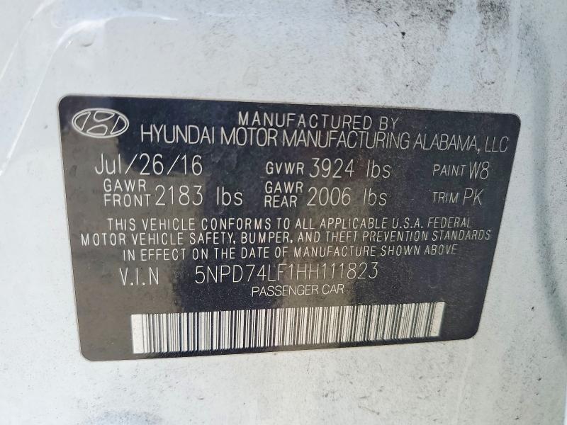 Продажа на аукционе авто 2017 Hyundai Elantra, vin: 5NPD74LF1HH111823, номер лота: 55365186