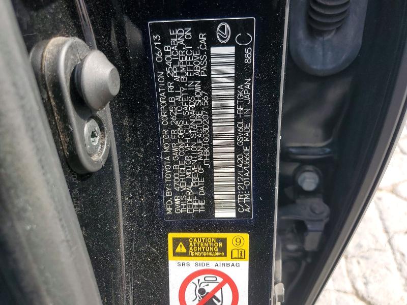 Aukcja sprzedaży 2013 Lexus Es 350, vin: JTHBK1GG3D2071567, numer aukcji: 52570566