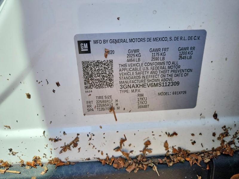 53414966 :رقم المزاد ، 3GNAXHEV6MS112309 vin ، 2021 Chevrolet Equinox مزاد بيع