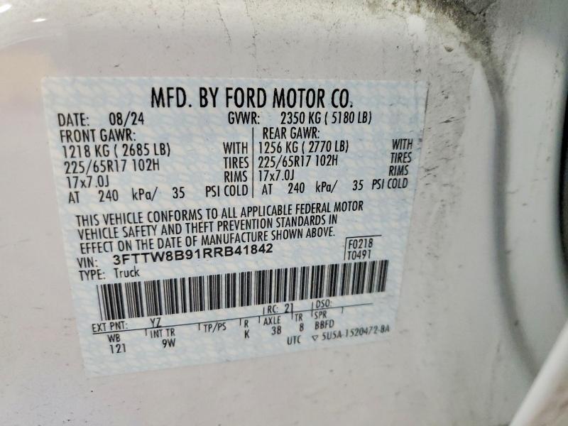 Продажа на аукционе авто 2024 Ford Maverick, vin: 3FTTW8B91RRB41842, номер лота: 53379446