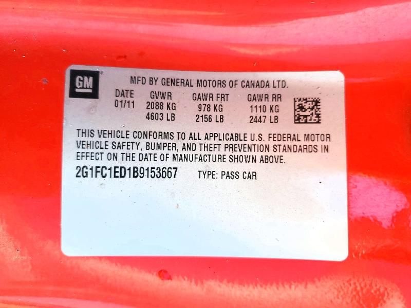 Продажа на аукционе авто 2011 Chevrolet Camaro, vin: 2G1FC1ED1B9153667, номер лота: 53610716
