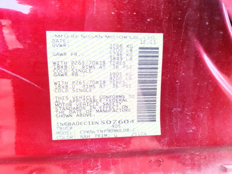 Продаж на аукціоні авто 2014 Nissan Titan, vin: 1N6BA0EC1EN507604, номер лоту: 50960006