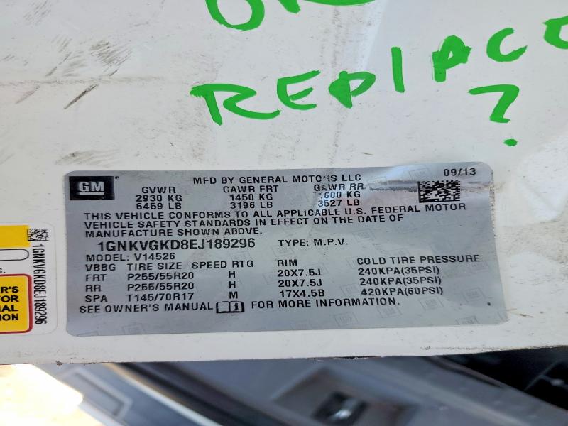 2014 Chevrolet Traverse მანქანა იყიდება აუქციონზე, vin: 1GNKVGKD8EJ189296, აუქციონის ნომერი: 53541016