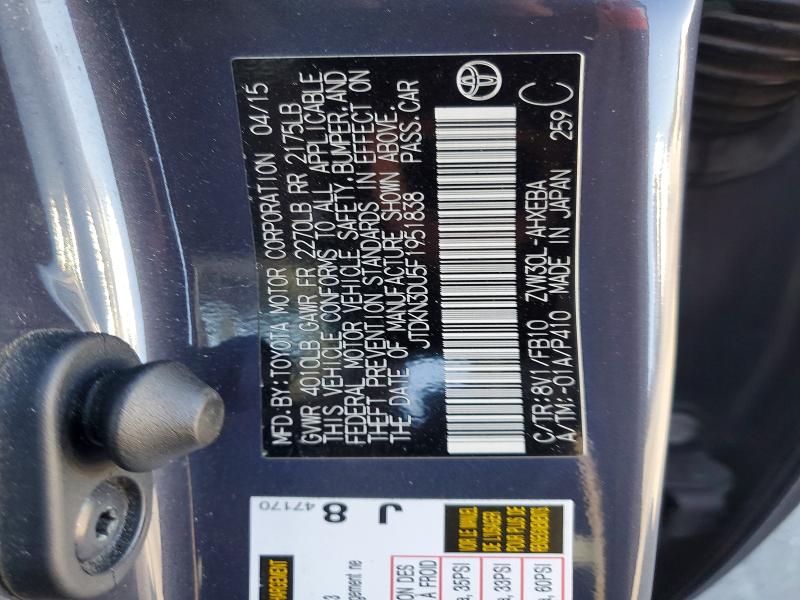 53110336 :رقم المزاد ، JTDKN3DU5F1951838 vin ، 2015 Toyota Prius مزاد بيع