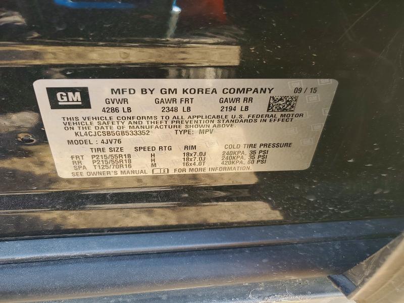 Продажа на аукционе авто 2016 Buick Encore, vin: KL4CJCSB5GB533352, номер лота: 55074316