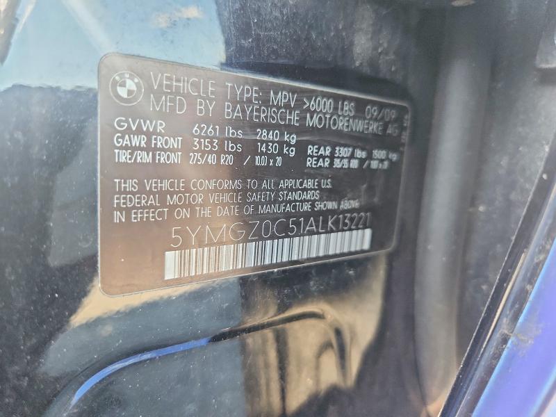52491416 :رقم المزاد ، 5YMGZ0C51ALK13221 vin ، 2010 Bmw X6 مزاد بيع