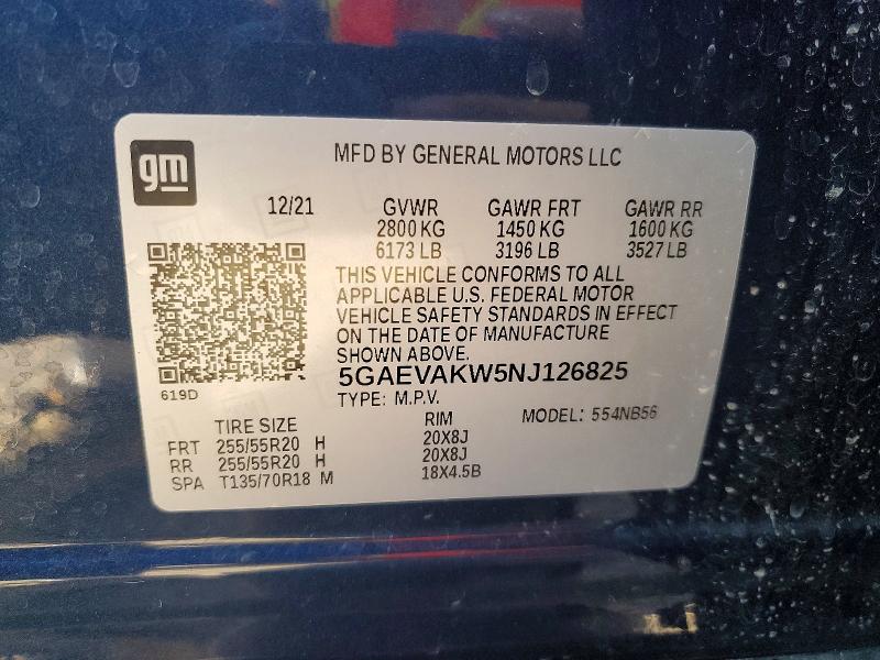 Aukcja sprzedaży 2022 Buick Enclave, vin: 5GAEVAKW5NJ126825, numer aukcji: 55717586