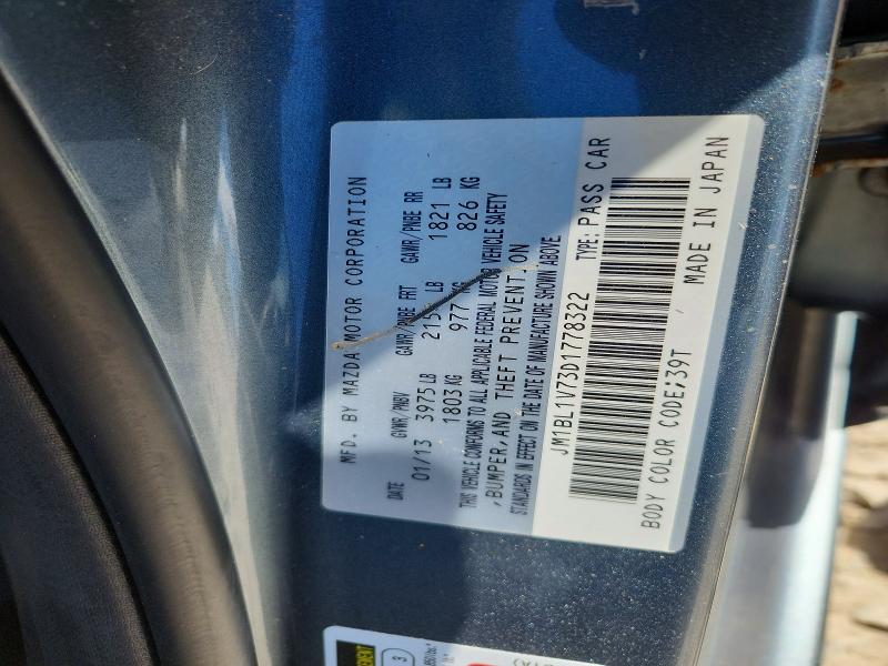 2013 Mazda 3 მანქანა იყიდება აუქციონზე, vin: JM1BL1V73D1778322, აუქციონის ნომერი: 52012256