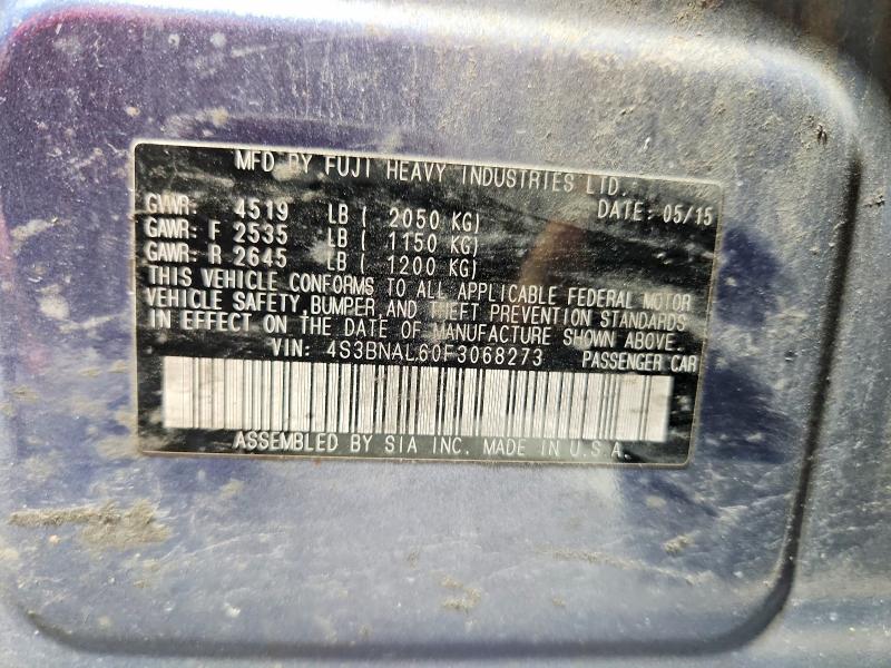 Aukcja sprzedaży 2015 Subaru Legacy, vin: 4S3BNAL60F3068273, numer aukcji: 54192566