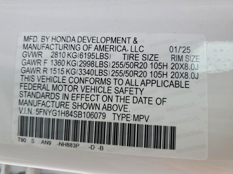 Продаж на аукціоні авто 2025 Honda Pilot, vin: 5FNYG1H84SB106079, номер лоту: 53114366