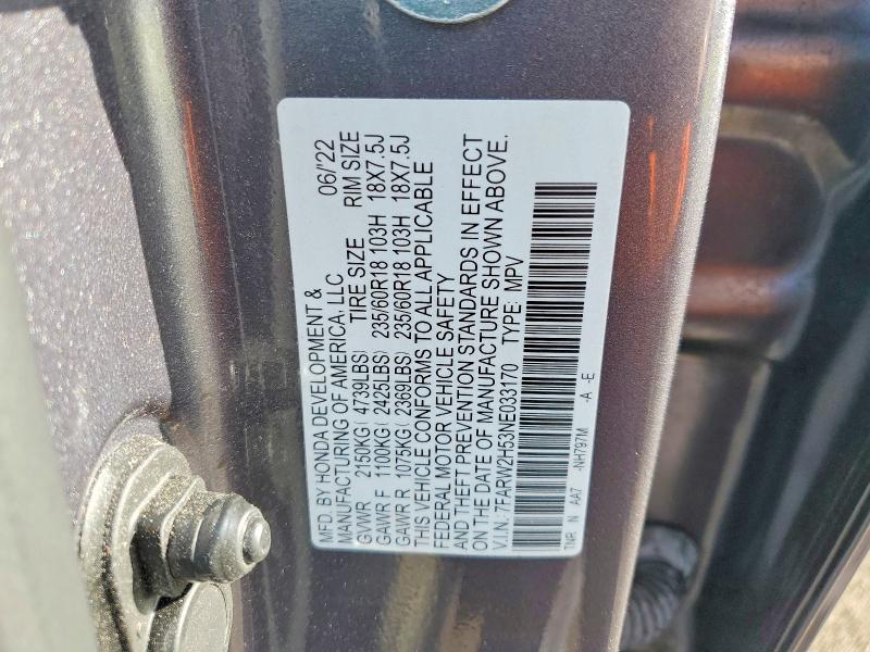 Продажа на аукционе авто 2022 Honda Cr-v, vin: 7FARW2H53NE033170, номер лота: 54520856