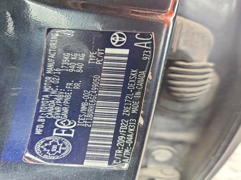 Продажа на аукционе авто 2016 Toyota Corolla, vin: 2T1BURHE6GC499050, номер лота: 52349866