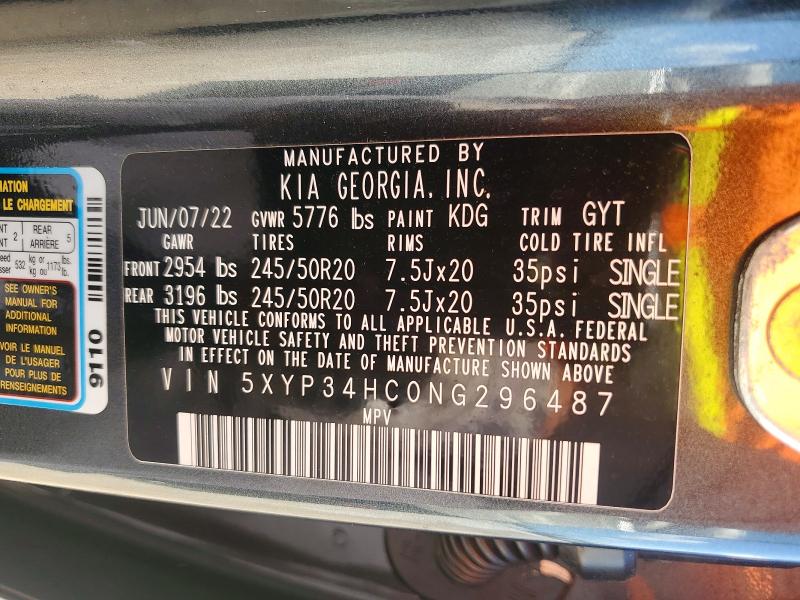 51237466 :رقم المزاد ، 5XYP34HC0NG296487 vin ، 2022 Kia Telluride مزاد بيع