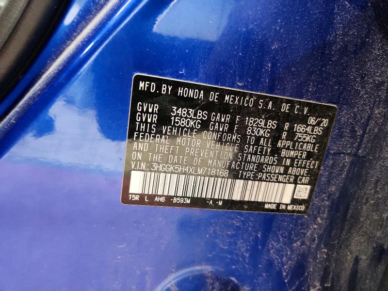 Aukcja sprzedaży 2020 Honda Fit, vin: 3HGGK5H4XLM718168, numer aukcji: 53303286