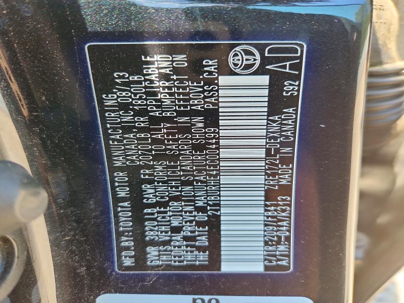 53695686 :رقم المزاد ، 2T1BURHE4EC004499 vin ، 2014 Toyota Corolla مزاد بيع