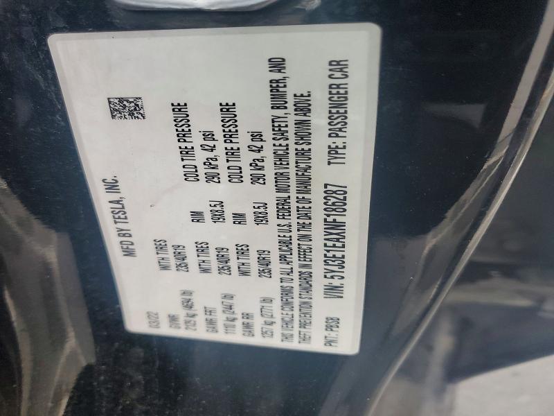 Продажа на аукционе авто 2022 Tesla Model 3, vin: 5YJ3E1EAXNF186287, номер лота: 55554926