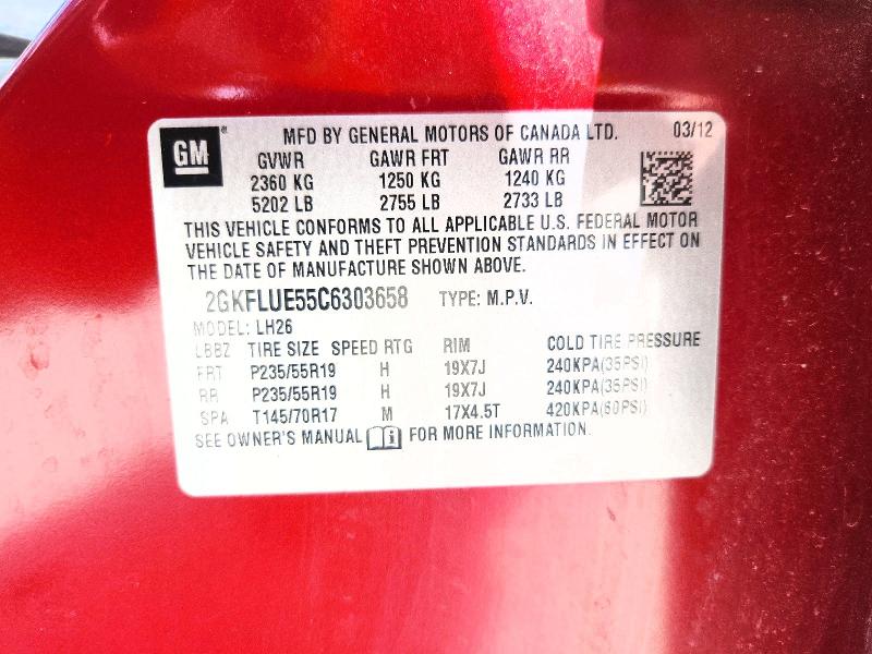 Продажа на аукционе авто 2012 Gmc Terrain, vin: 2GKFLUE55C6303658, номер лота: 52682406