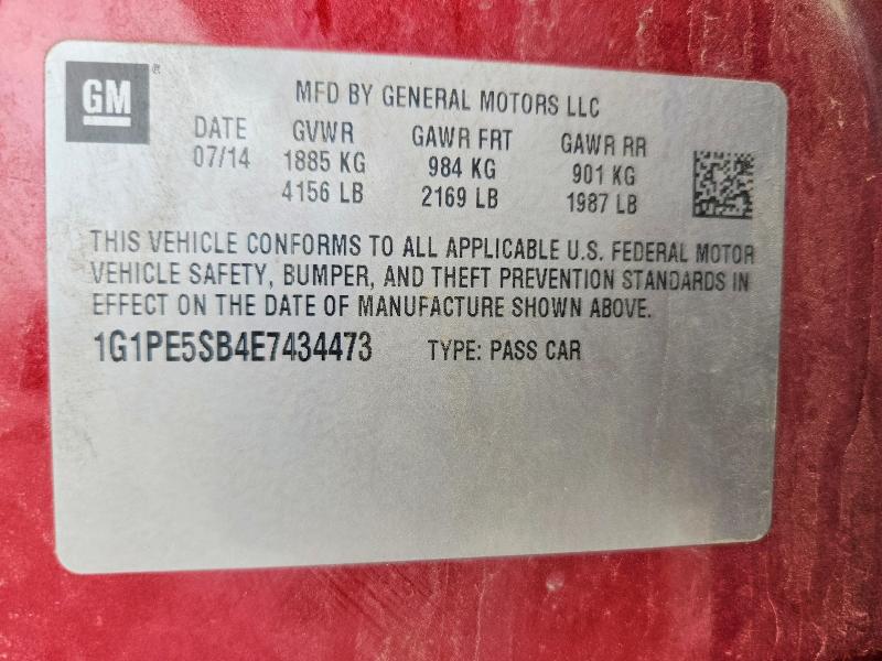 Продажа на аукционе авто 2014 Chevrolet Cruze, vin: 1G1PE5SB4E7434473, номер лота: 53745816