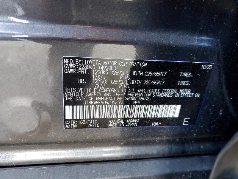 54178816 :رقم المزاد ، JTMRWRFV0RJ058355 vin ، 2024 Toyota Rav4 Hybrid مزاد بيع