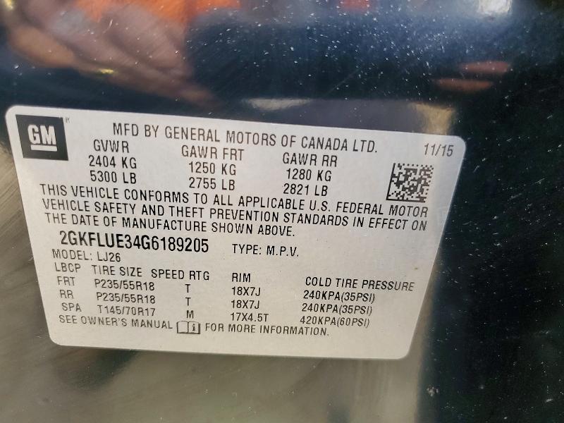 55179886 :رقم المزاد ، 2GKFLUE34G6189205 vin ، 2016 Gmc Terrain مزاد بيع