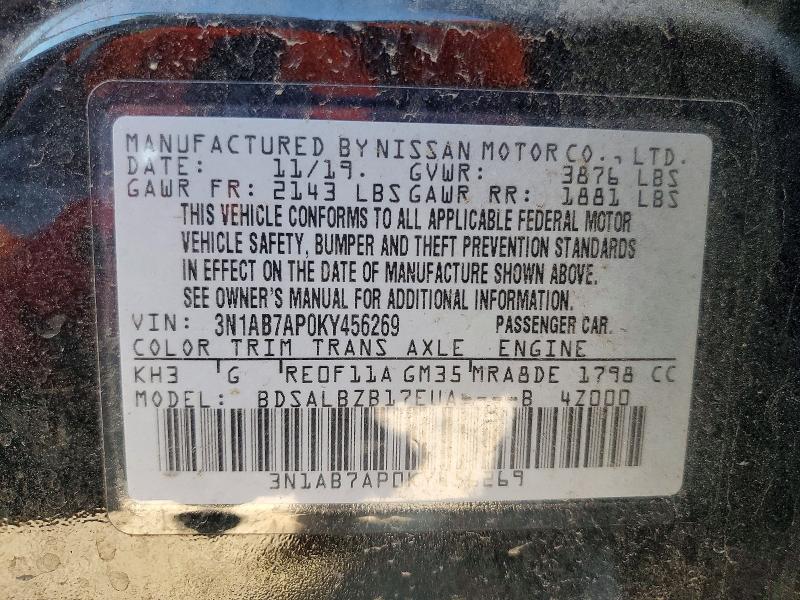 Продаж на аукціоні авто 2019 Nissan Sentra, vin: 3N1AB7AP0KY456269, номер лоту: 51419626