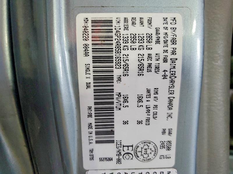 Aukcja sprzedaży 2005 Dodge Grand Caravan, vin: 1D4GP24R85B165923, numer aukcji: 53890116