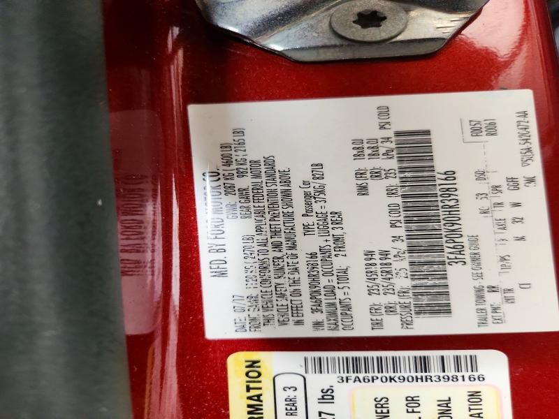 Aukcja sprzedaży 2017 Ford Fusion, vin: 3FA6P0K90HR398166, numer aukcji: 54839626