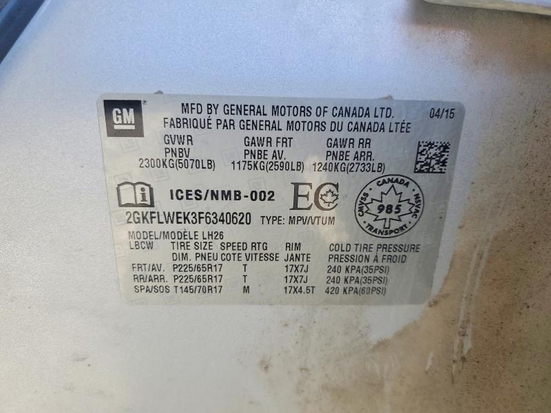 52702736 :رقم المزاد ، 2GKFLWEK3F6340620 vin ، 2015 Gmc Terrain مزاد بيع