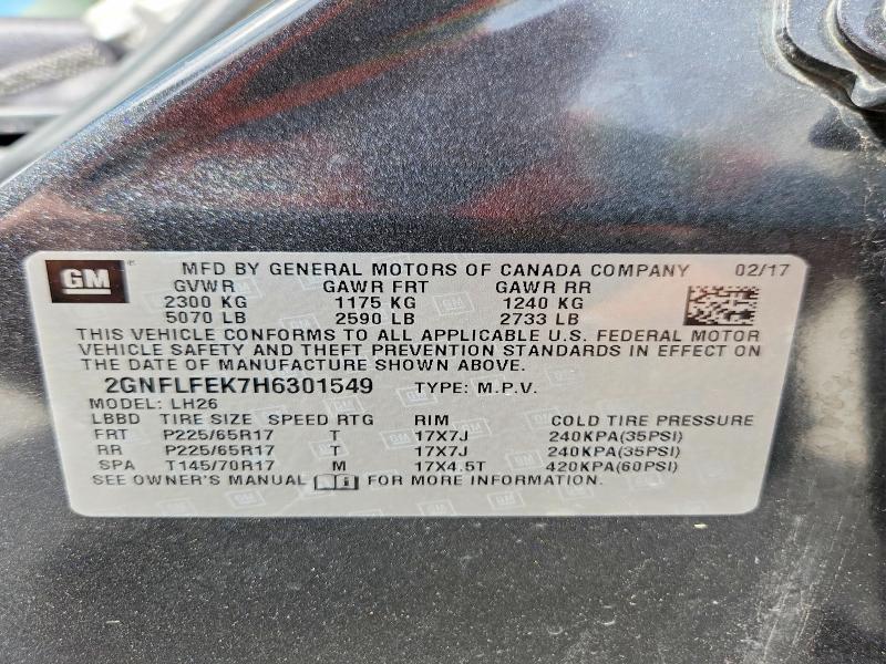 Aukcja sprzedaży 2017 Chevrolet Equinox, vin: 2GNFLFEK7H6301549, numer aukcji: 52077166