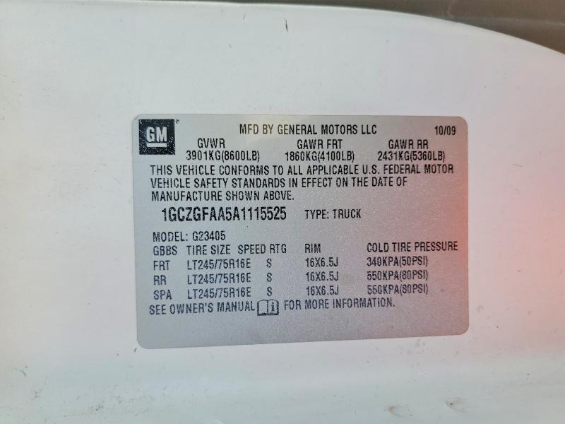 Продаж на аукціоні авто 2010 Chevrolet Express G2500, vin: 1GCZGFAA5A1115525, номер лоту: 55343286