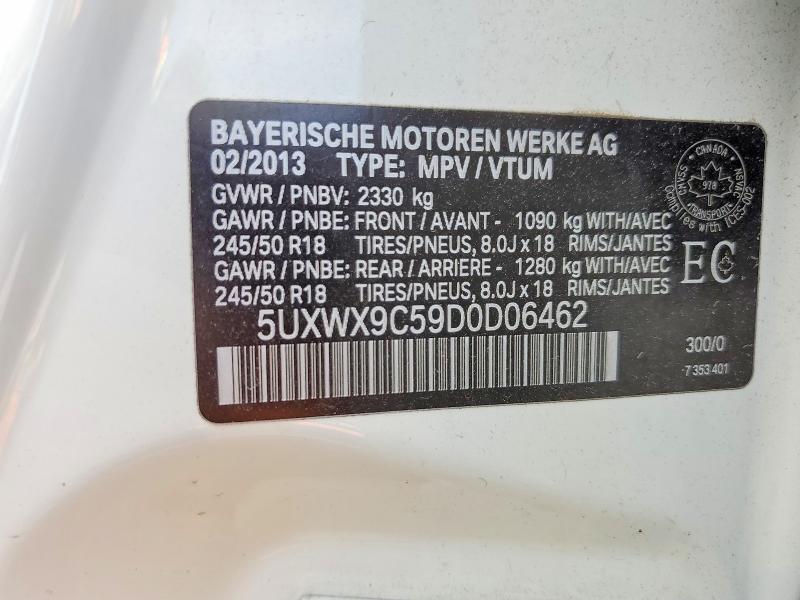 Auction sale of the 2013 Bmw X3, vin: 5UXWX9C59D0D06462, lot number: 53789726