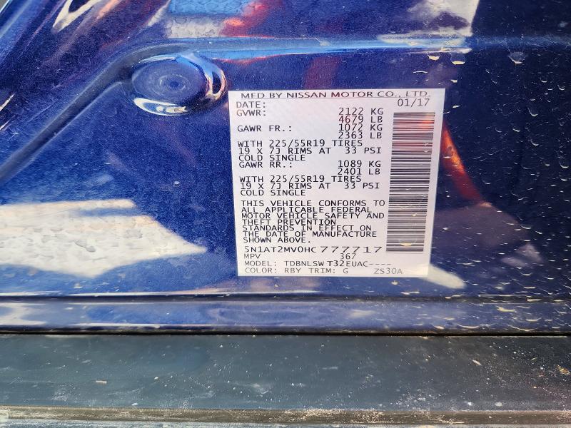 Aukcja sprzedaży 2017 Nissan Rogue, vin: 5N1AT2MV0HC777717, numer aukcji: 51987426