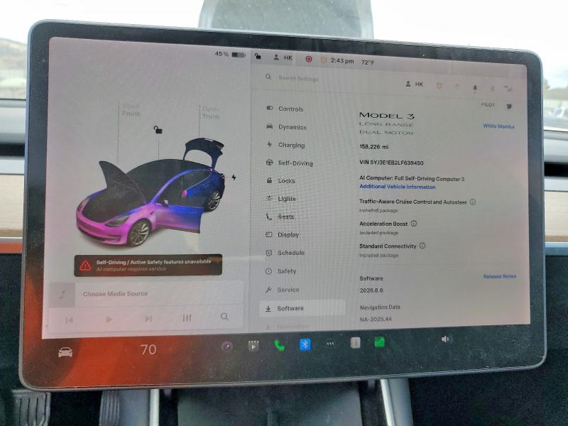 Aukcja sprzedaży 2020 Tesla Model 3, vin: 5YJ3E1EB2LF638450, numer aukcji: 55047306