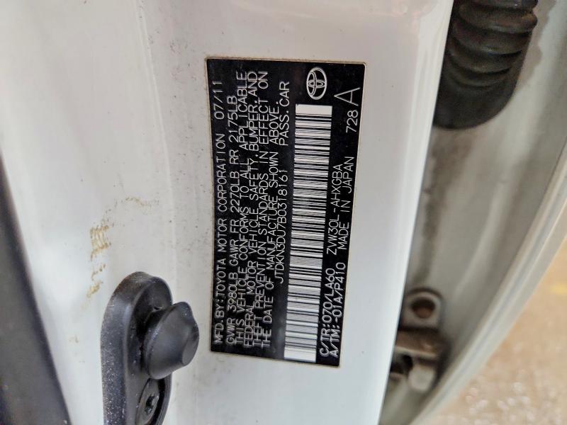 Продажа на аукционе авто 2011 Toyota Prius, vin: JTDKN3DU7B0318161, номер лота: 52931896