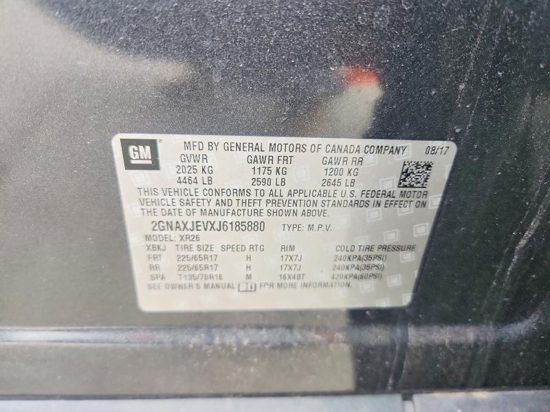 2018 Chevrolet Equinox მანქანა იყიდება აუქციონზე, vin: 2GNAXJEVXJ6185880, აუქციონის ნომერი: 52695326