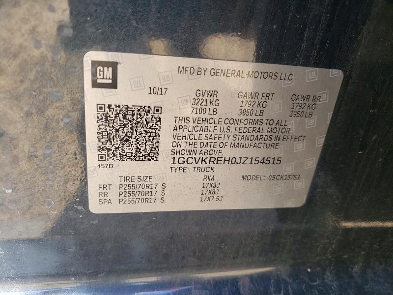 Продажа на аукционе авто 2018 Chevrolet Silverado, vin: 1GCVKREH0JZ154515, номер лота: 53822006